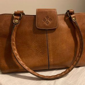 Patricia Nash Heritage Collection Rienzo Satchel, Caramel Tan Leather, Designer
